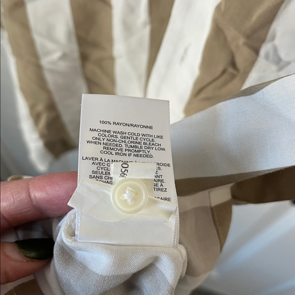Express Men's Beige and White Striped Shirt - Small - Picture 6 of 6